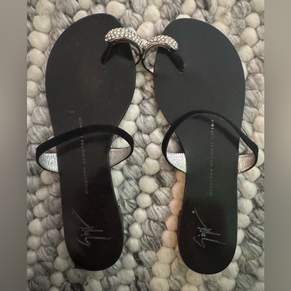 Giuseppe Zanotti Black and Silver Sandals